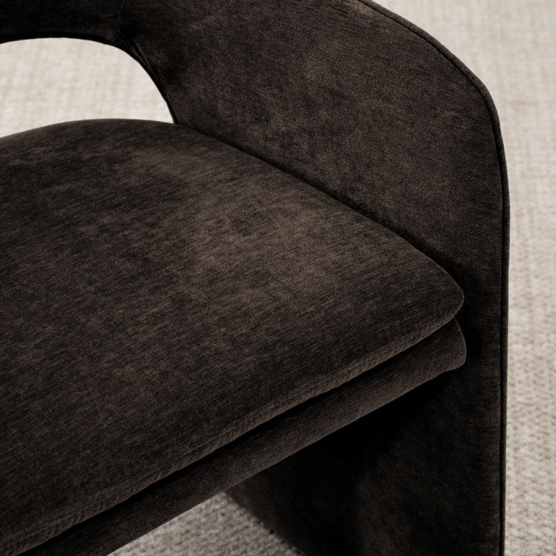Ensemble de table de salle à manger pour 2 personnes avec table ronde et 2 fauteuils rembourrés en chenille, Brown