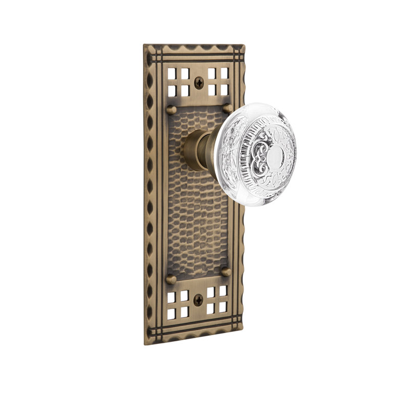 Craftsman Plate with Crystal Egg & Dart Knob, Antique Brass