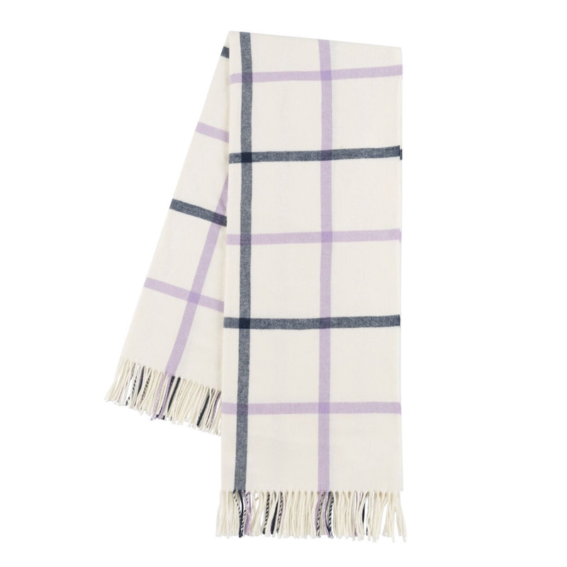 Tattersall Plaid Throw, Navy/Caramel