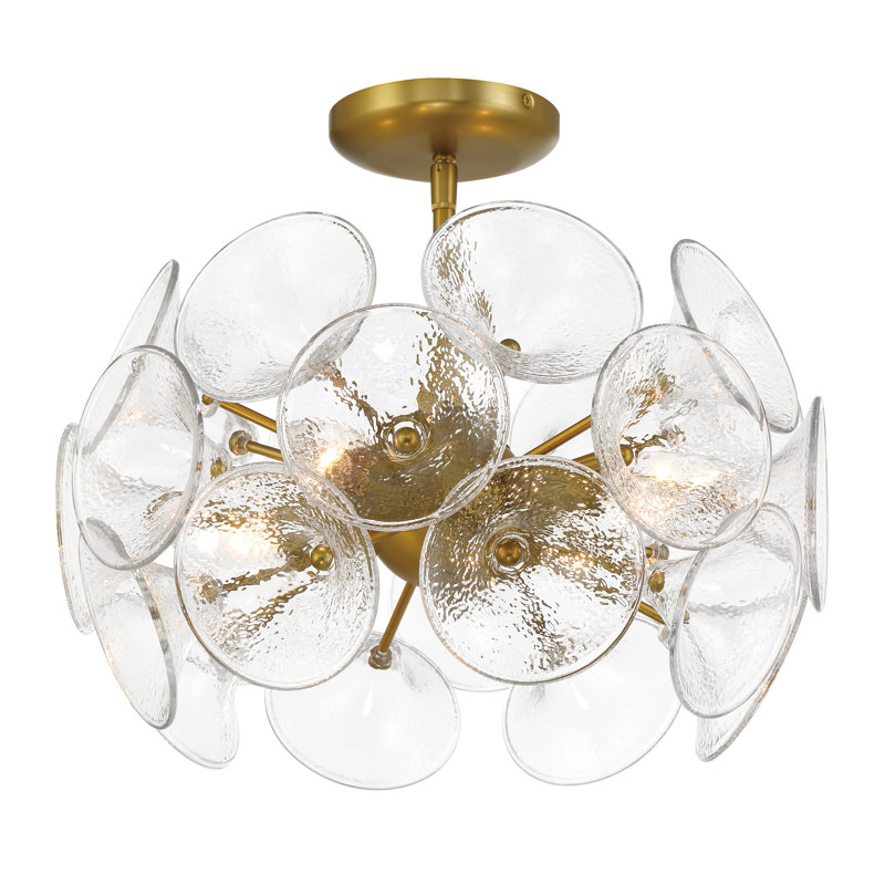 Everly Quinn Ponti - 4 Light Semi Flush Mount In Soft Brass Finish