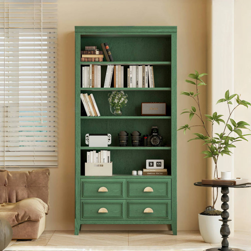 Vitrine simple en bois massif classique vert