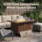 43" Aluminum Rectangular Propane Fire Pit Table with Wind Guard & Cover, Brown-14634067