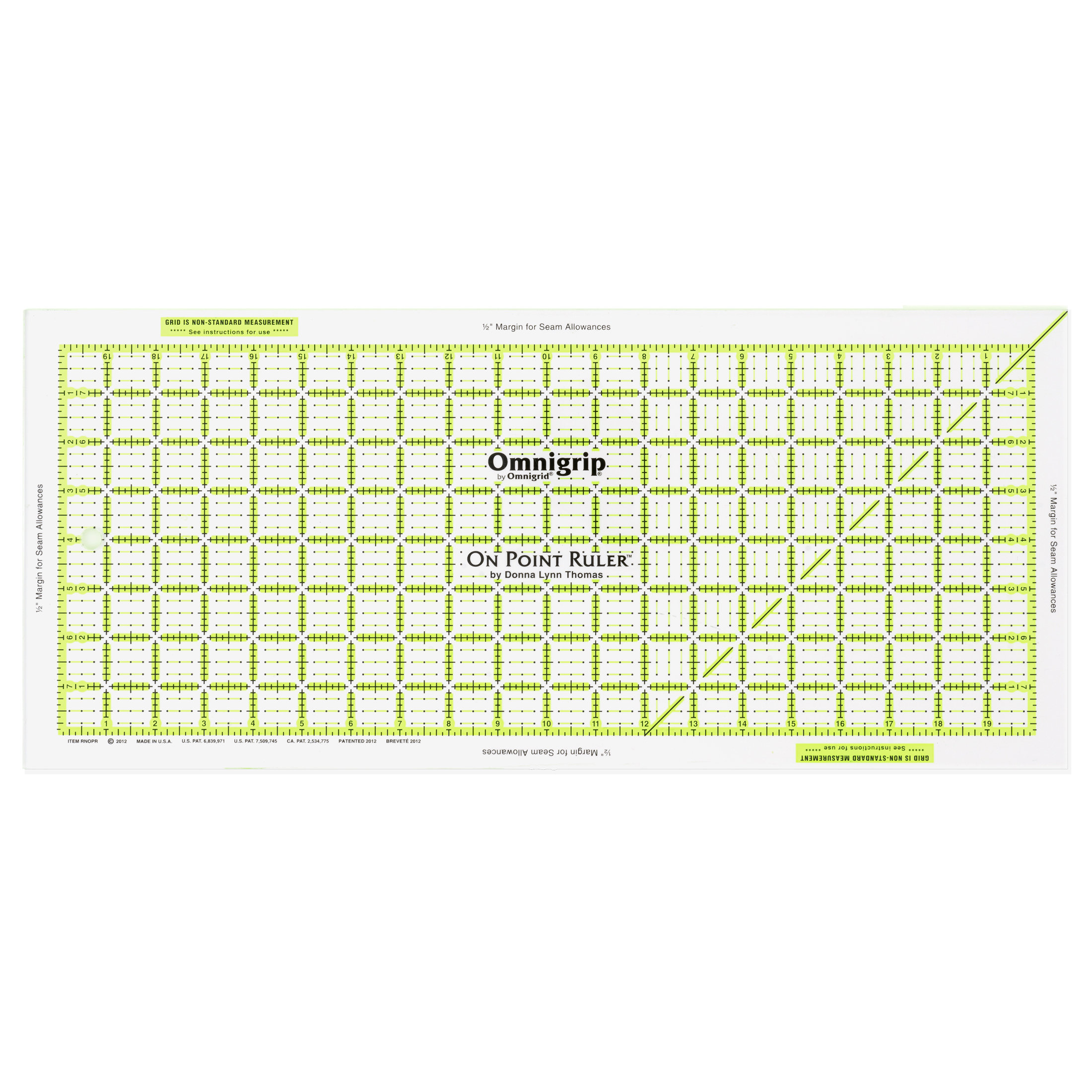 Omnigrid Règle de courtepointe rectangulaire antidérapante Omnigrip 2 1