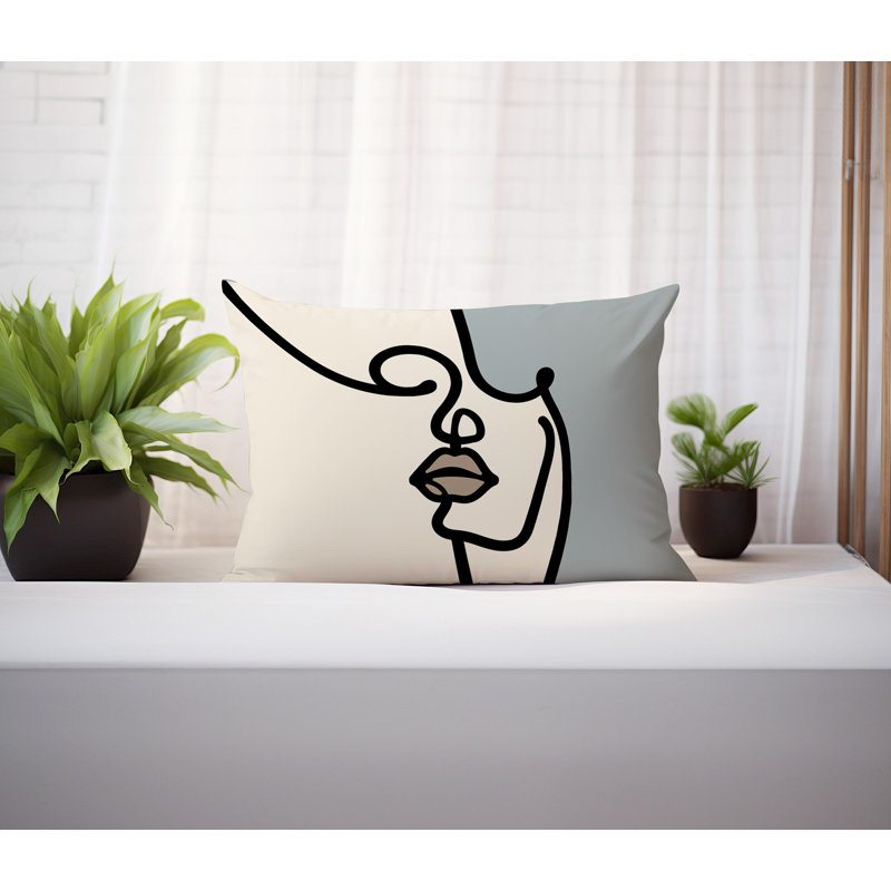 Coussin lombaire réversible intérieur / extérieur Jai Abstract, H 18 po x l 25 po, Gris