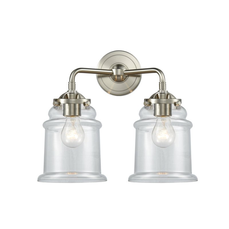 Éclairage pour meuble-lavabo à 2 lumières à intensité variable Alexandira, Incandescent, Transparent, Nickel satiné brossé