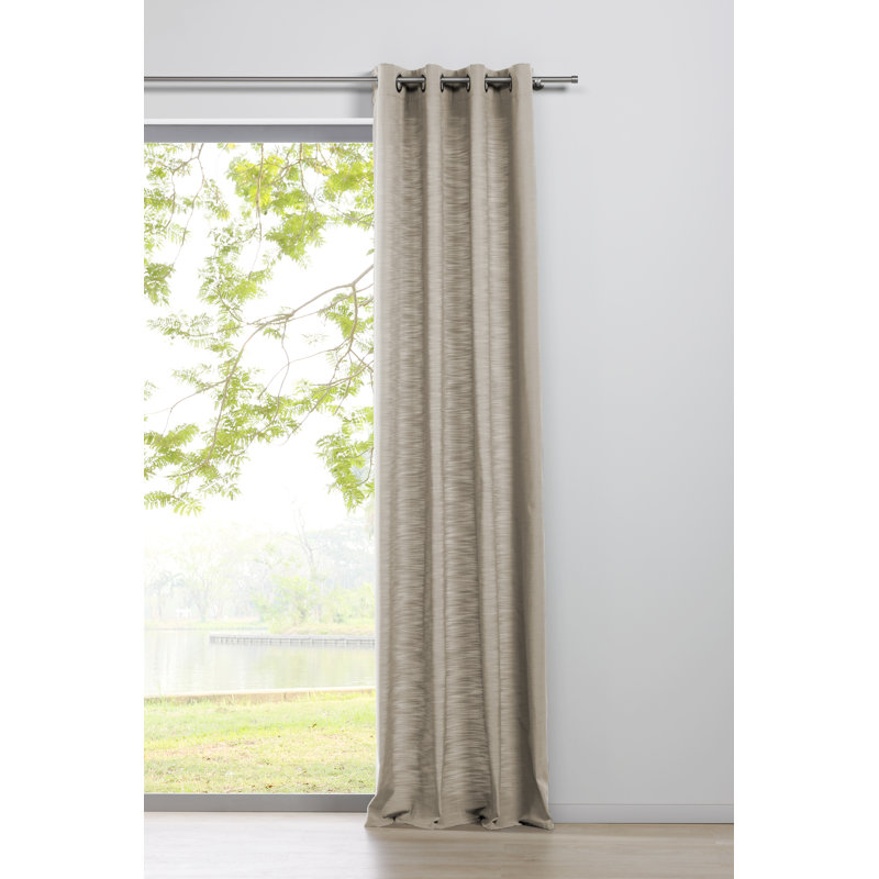 Flower Eyelet Blackout Single Door Curtain, Beige