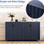 Buffet 4 portes ondulées pour la salle à manger et la vie - Bleu marine antique avec tablettes de rangement abondantes et polyvalentes en bleu marine antique-94628365