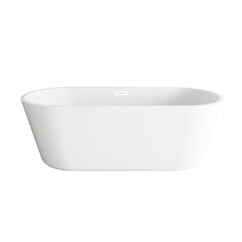 Jakeil 71'' x 31.4'' Freestanding Soaking Acrylic Bathtub, Polished White