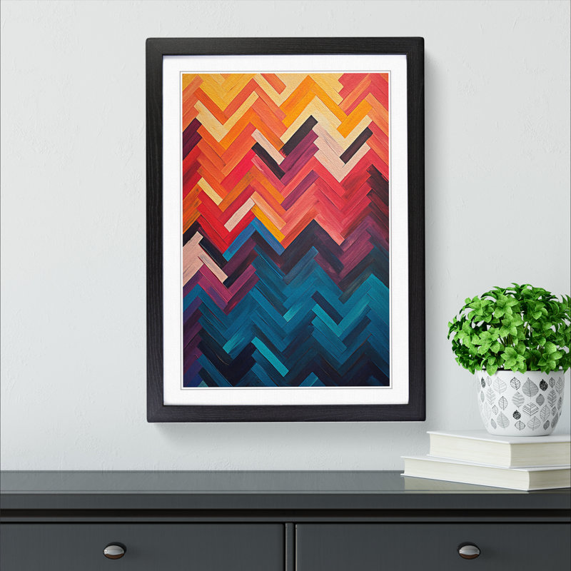 Chevrons Action No.2 1 Piece Single Picture Frame Wall Art, 64cm H x 46cm W x 2cm D, Black Framed