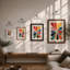 Geometric Petals Mid-Century - Framed Print-1713525518-1713525519