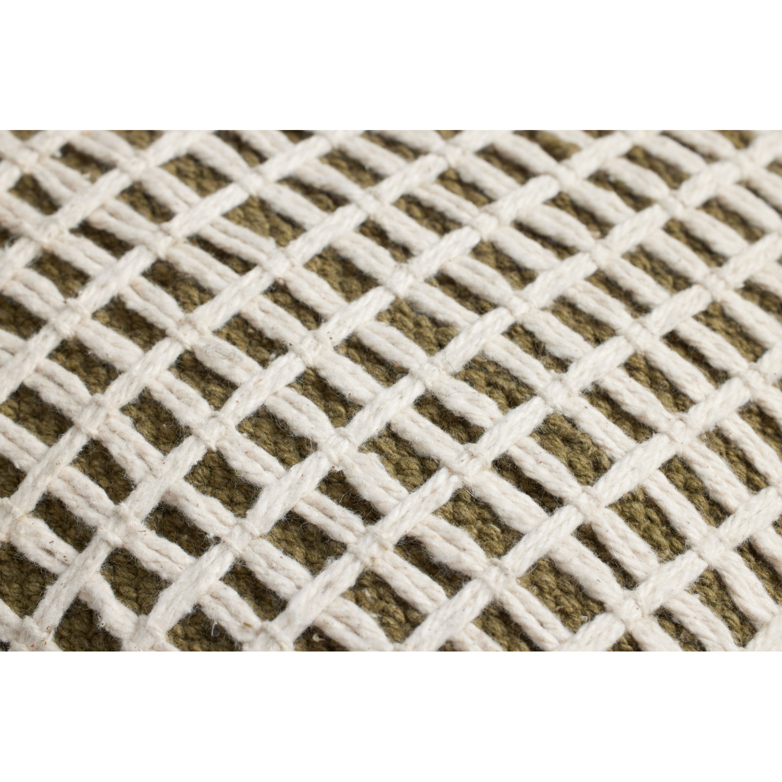 Strasbourg Plaid Cotton Throw Pillow, Down, Green/Ivory