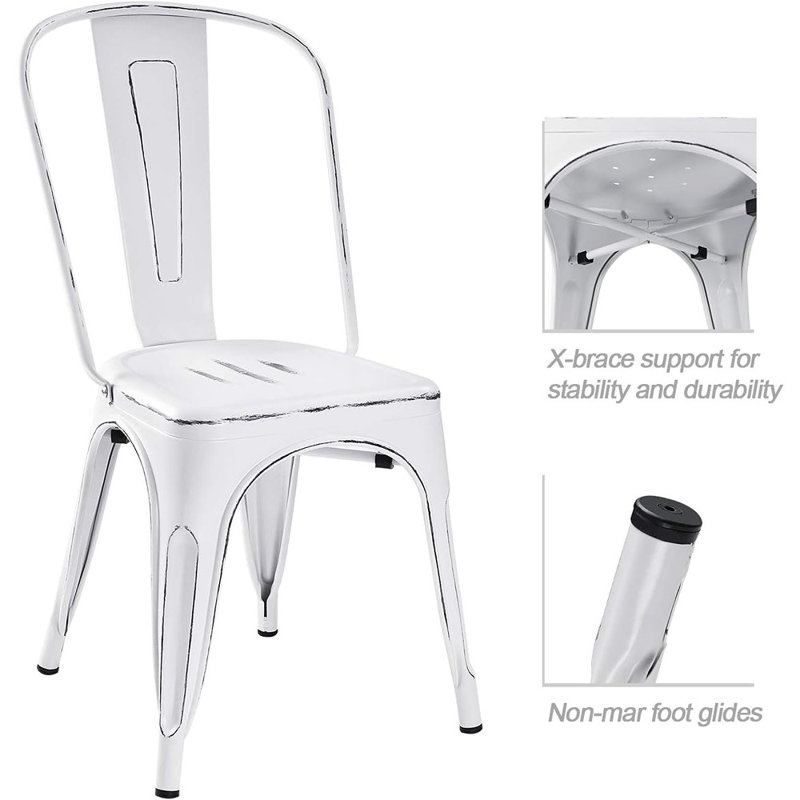 Ensemble de 4 chaises en métal pour l'intérieur et l'extérieur