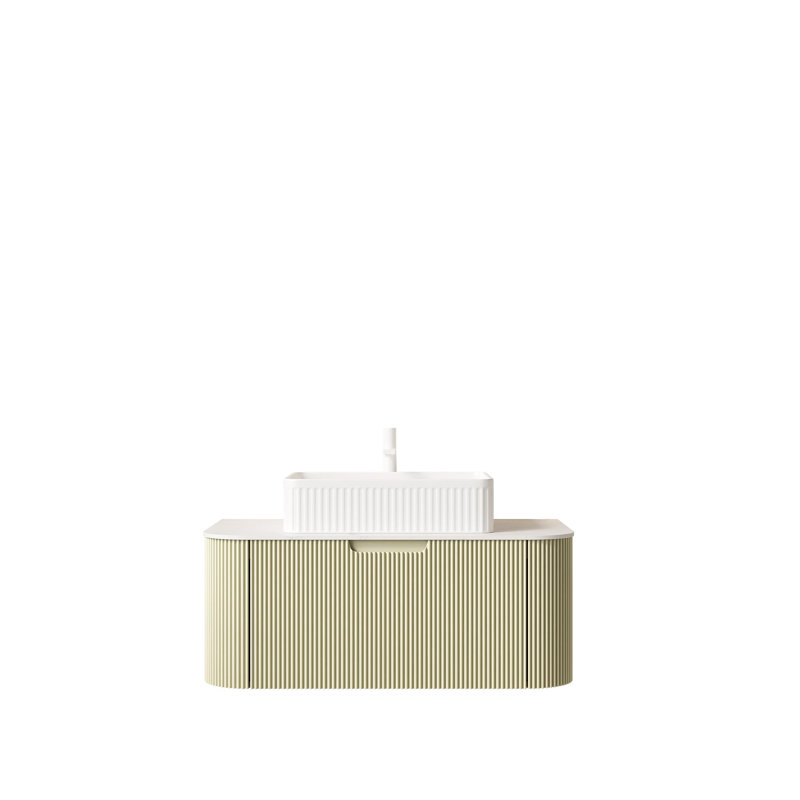 Meuble-lavabo flottant mural 36 po avec lavabo rectangulaire en céramique blanc et tiroir, 36"