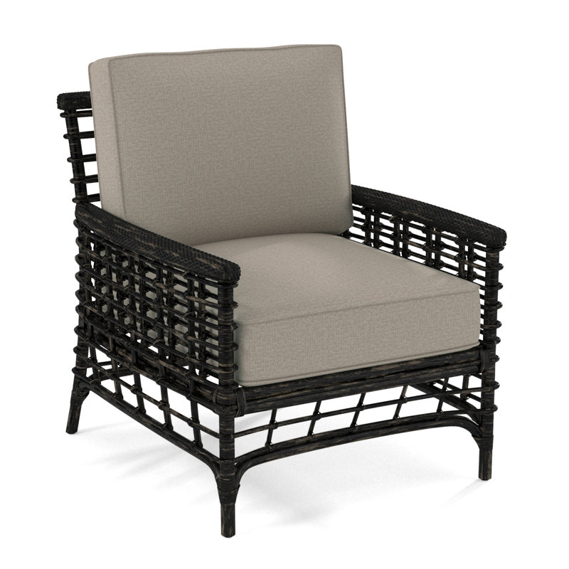 Luca Upholstered Armchair, Antique Black, Beige Performance Fabric; 0851-73