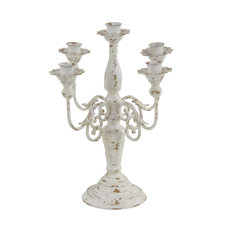 Bougeoir de table en métal 19 po, Blanc