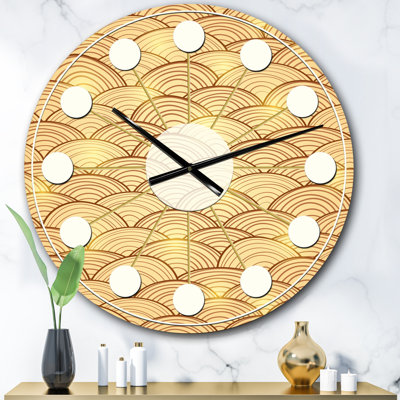 Golden Clouds In The Sky - horloge murale moderne Mid-Century
