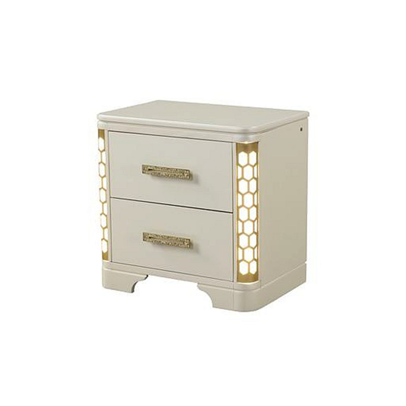 Table de chevet Jasmine avec éclairage DEL latéral en bois (inventaire CA)