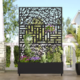 Indoor/Outdoor/Decor/Garden Two-Tone Planter Box with Lattice Panel Trellis Privacy Screen