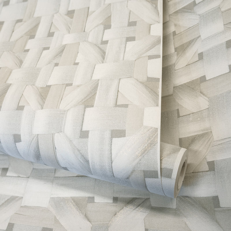 Chelchowska Pepper Collection Shimmer Finish Octogonal Honeycomb Seta 10.05m x 53cm Wallpaper Roll, Cream