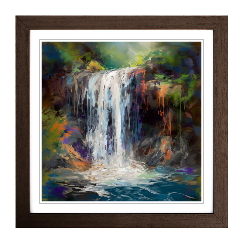 Waterfall Gestural Art No.1 - Framed Print, Walnut