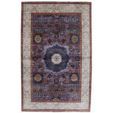 Hand Knotted Wool Area Rug in Gray And White