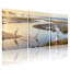 Ensemble de 3 tableaux sur toile tendue représentant un héron blanc au coucher du soleil-815945887