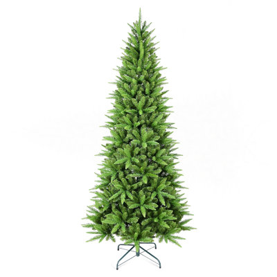 Arbre de Noël mince de 4 pi - 424 pointes, branches en PE + PVC, conception à charnières pour une installation facile, support en métal stable - idéal pour les coins et les petits espaces