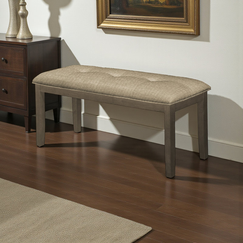 Banc de salle à manger rembourré avec siège en tissu brun H 19,76 po x l 43,25 po x P 16,96 po Niko