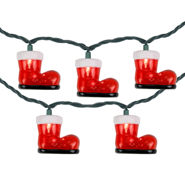 Northlight 10-Count Santa's Boots Christmas Light Set 7.5ft Green Wire ...