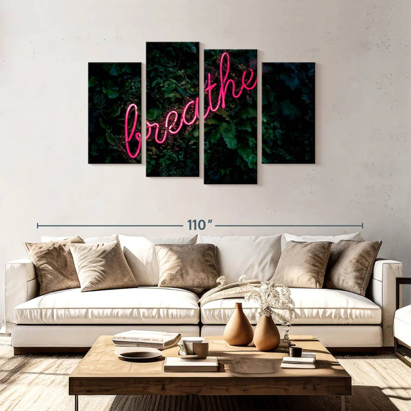 Enseigne néon Tergel Breathe, H 48 po x l 75 po