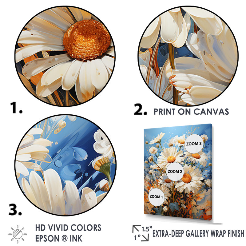 " Whispers Of White And Orange Daisy Blossom ", Natural Floater Framed, 20" H x 12" W x 1" D