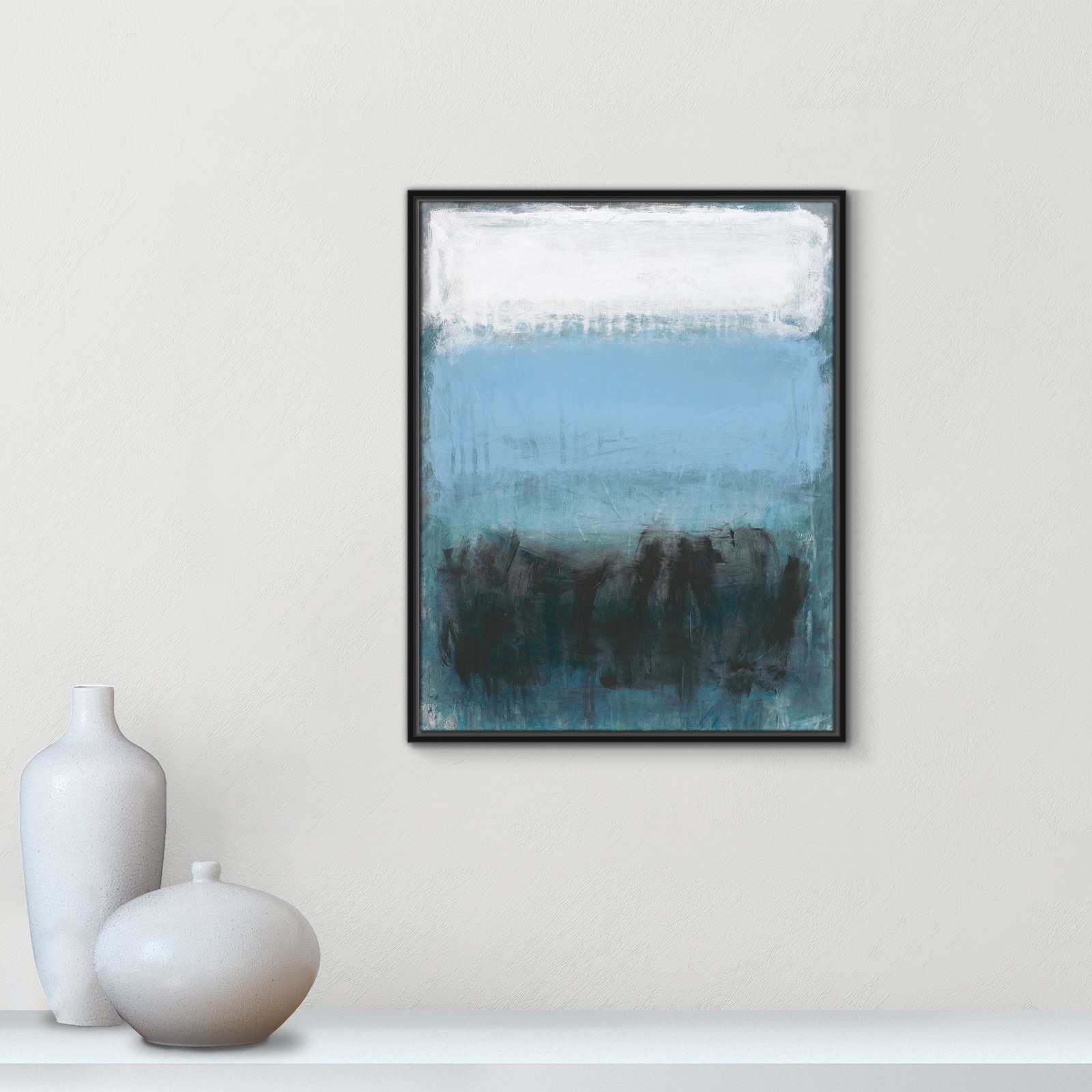 Arboles "Coastal Nightfall" Painting by Filippo Ioco, Black Framed Canvas, No Mat, 29.5" H x 23.5" W x 2" D