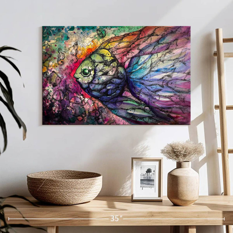 Abstract Rainbow Fish, 16" H x 24" W