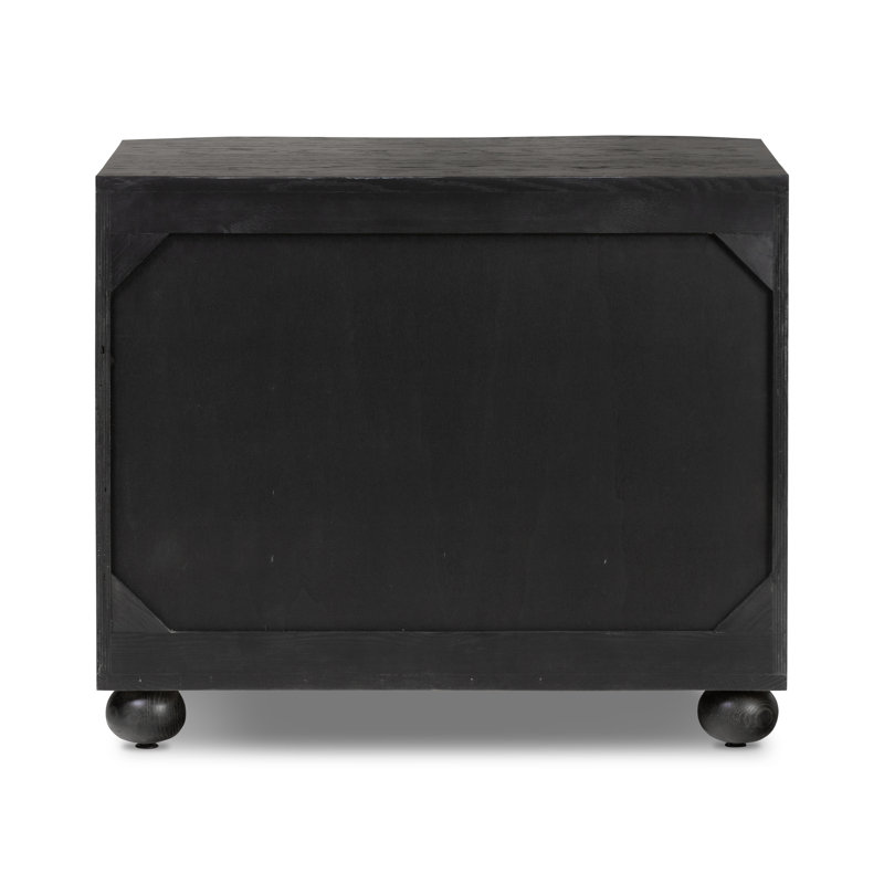 Tiago 3 - Drawer Solid Wood Nightstand, Distressed Black