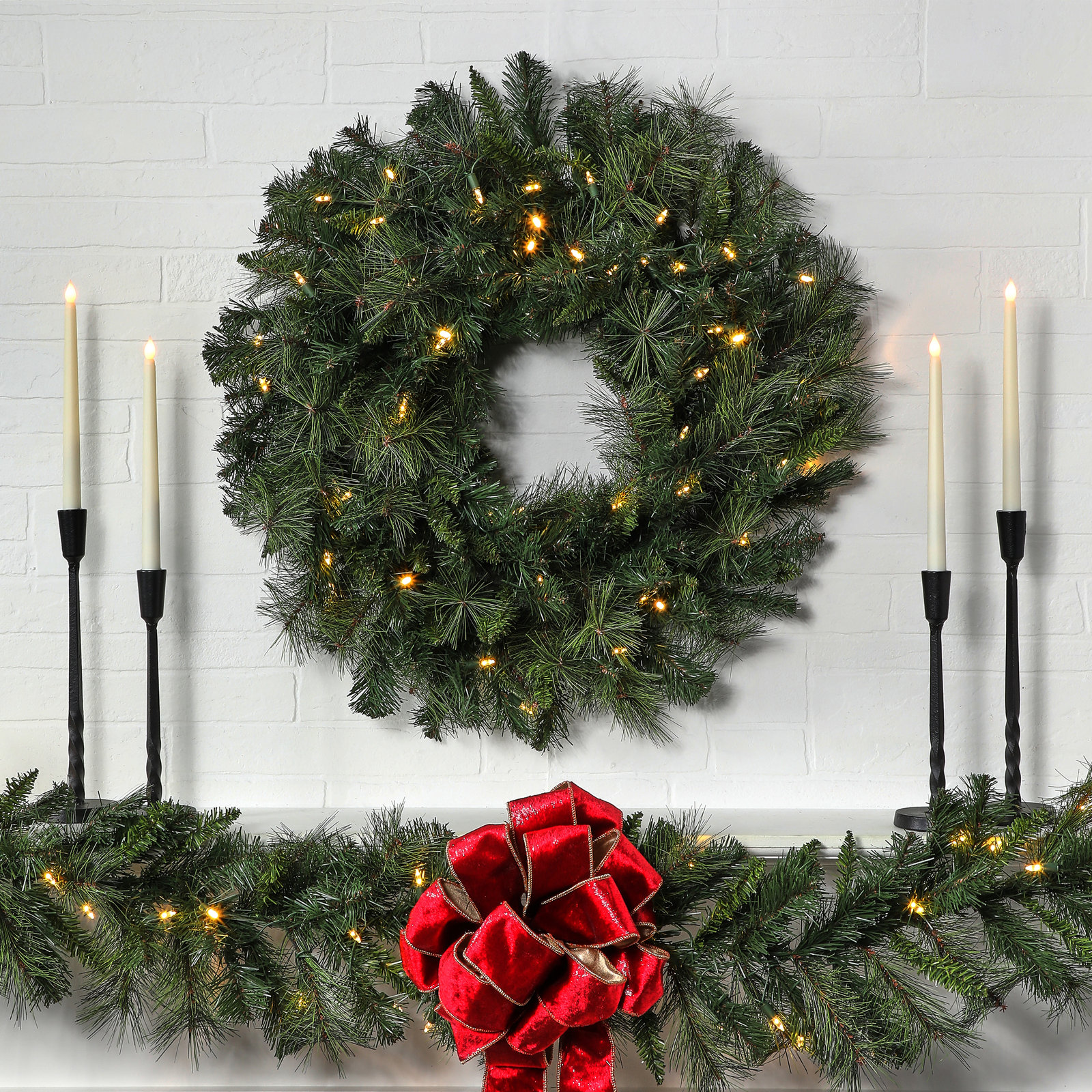 Pvc Greenery 72" Pre-Lit Wreath, 30" W x 30" H x 6" D