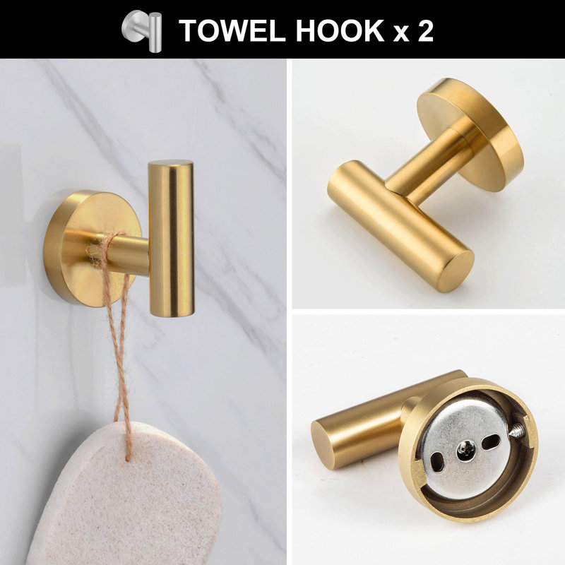 5 - Piece Bathroom Hardware Set, Brushed Gold