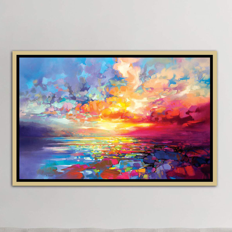 «Loch Ness Euphoria» par Scott Naismith - reproduction d'art, H 26 po x l 40 po, Toile avec cadre photo, Doré