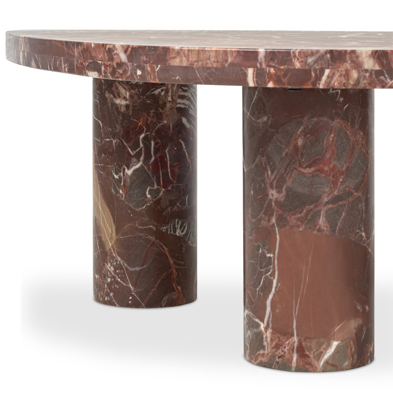 Zion Coffee Table - Small Table - Merlot, Merlot Marble, 15" H x 48" L x 30" W