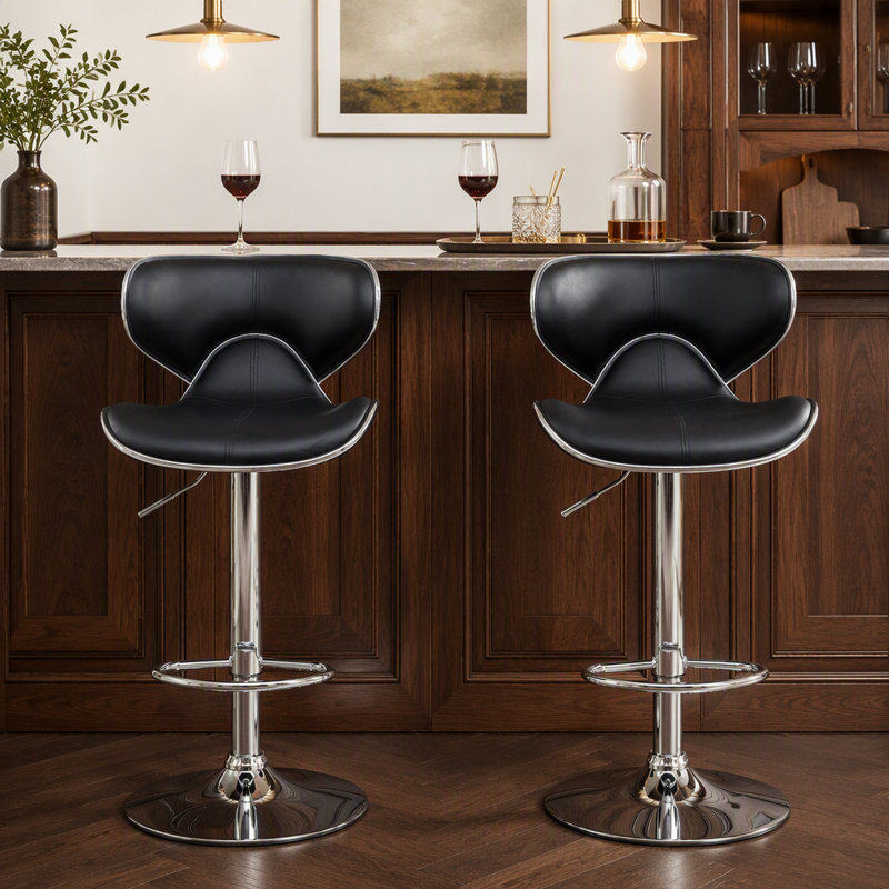 Ensemble de 2 tabourets de bar Upholstery Airlift, Noir