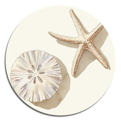 «Sand Sand and Starfish» - animaux, art mural rond en métal