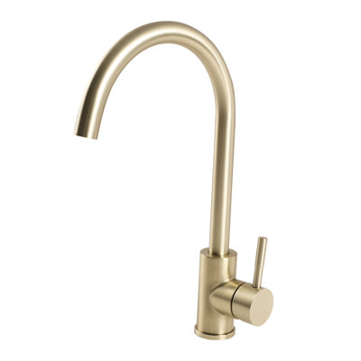 Gold Kitchen Faucet, Single Handle Design, 360 Degree Swivel Spout, 304 Stainless Steel Material, Corrosion , , Simple To Clean And Operate In Kitchen, Ceramic Cartridge For Durability, Water Supply