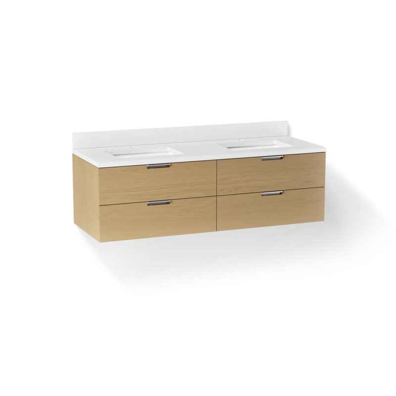 60 po Maxstow Meuble-lavabo mural avec lavabo et comptoir en quartz, Autre