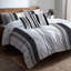 Ensemble d'édredon à rayures 6 pièces - Rayures de frêne noir et gris modernes avec taies décoratives et coussins décoratifs-132020215