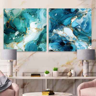 Ensemble de 2 toiles abstraites en acrylique Isaac