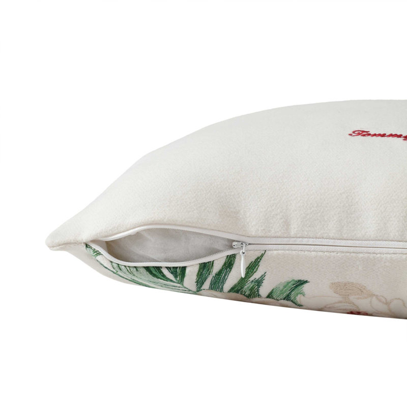 Pillow Cover & Insert, Rectangular, 15" H x 20" W, Red/Green/White Floral