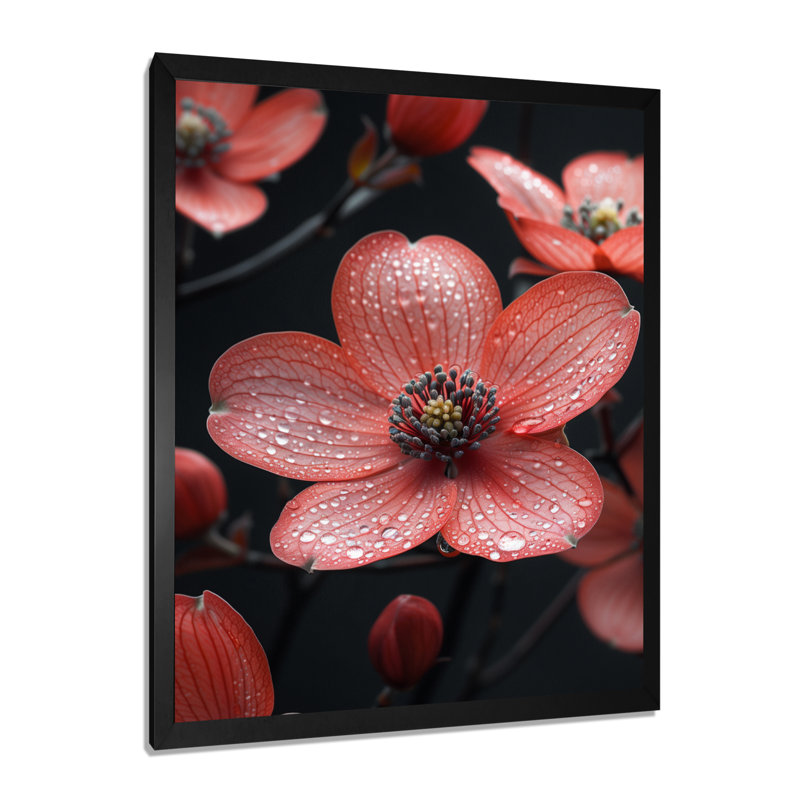 Reproduction d'art mural Dogwood II, Toile encadrée noire simple, H 32 po x l 16 po x P 1 po