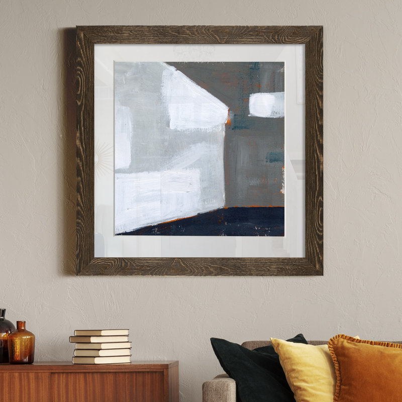 Béton mural I - Cadre photo, reproduction d'art sur papier, H 35,5 po x l 35,5 po x P 1,5 po, Cadre noyer