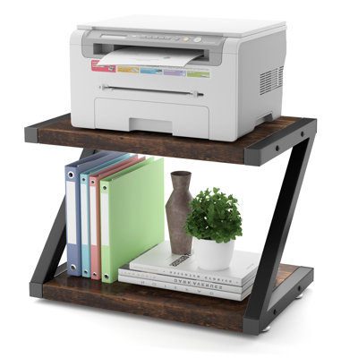 11.3'' H X 17.4'' W Multi-Purpose Desktop Printer Stand with Storage Shelf – Adjustable, Anti-Skid Feet, Easy Assembly for Home & Office