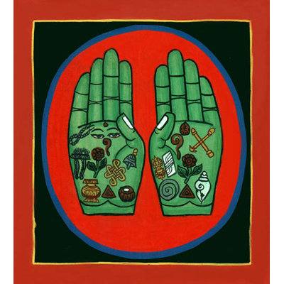 Auspicious Green Palms | Water Colour On Canvas