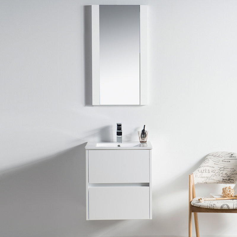 20-Inch Glossy White Floating Vanity with Ceramic Sink